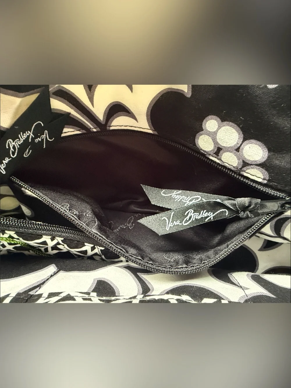 Vera Bradley Black & White Patterned Quilted Satchel